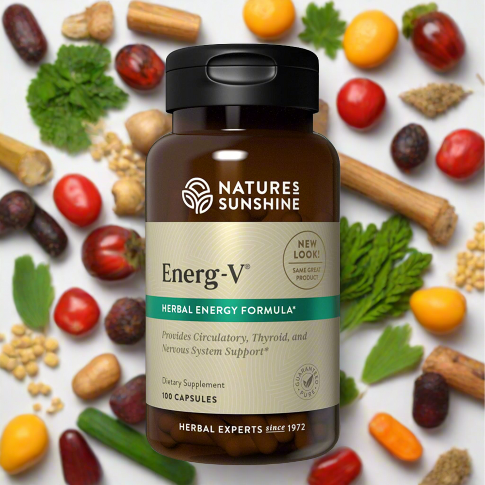 Energy-V is a unique formula that works with the body's own energy building system. It supports circulatory health as it nourishes the nervous and glandular systems.