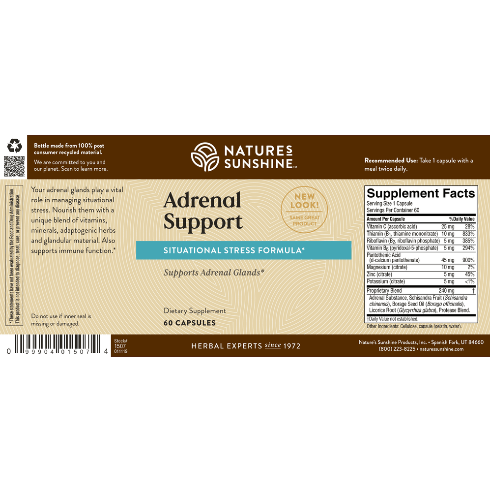 Help maintain normal adrenal function and maximize your body's ability to regulate stress with Adrenal Support.
