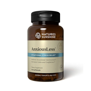 Nature’s Sunshine AnxiousLess is a fast-acting, non-drowsy formula that helps relieve the nervousness, worry and tension associated with daily living.