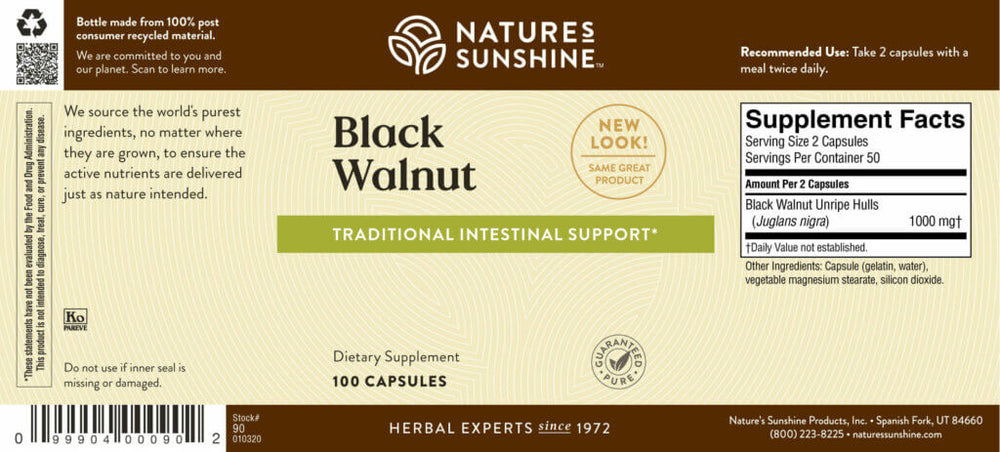 Black Walnut helps maintain the intestinal system and supports the immune system in its battle against invaders.