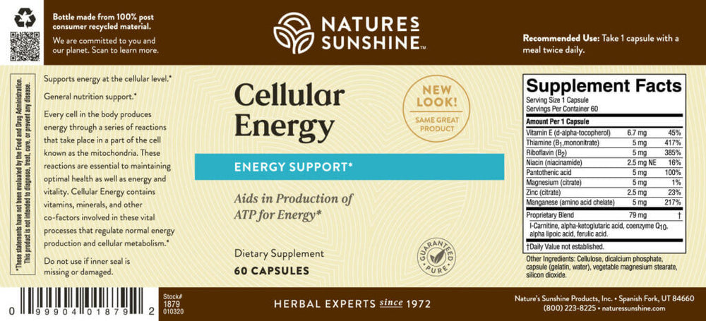 Cellular Energy contains vitamins and minerals that are key to normal energy production and healthy cellular metabolism. Provides glandular system support.