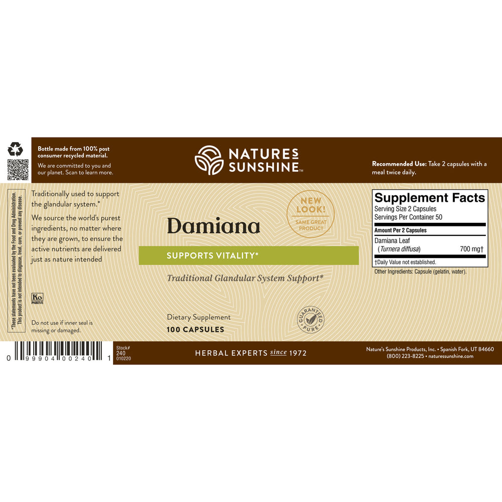Damania supports glandular health and is traditionally sought to support sexual health.