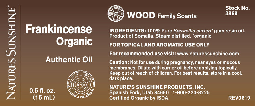 Centering and elevating, Frankincense Essential Oil has a complex aroma that is famous for its comforting and mood-elevating abilities. Certified organic.