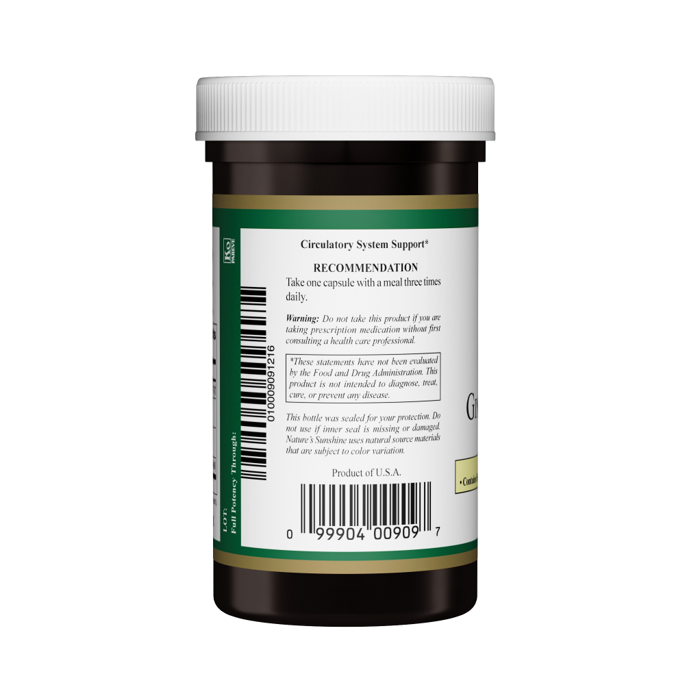 Nature's Sunshine Ginkgo Hawthorn Combination herbal combination supports increased circulation body-wide and helps with oxygen utilization in the heart.