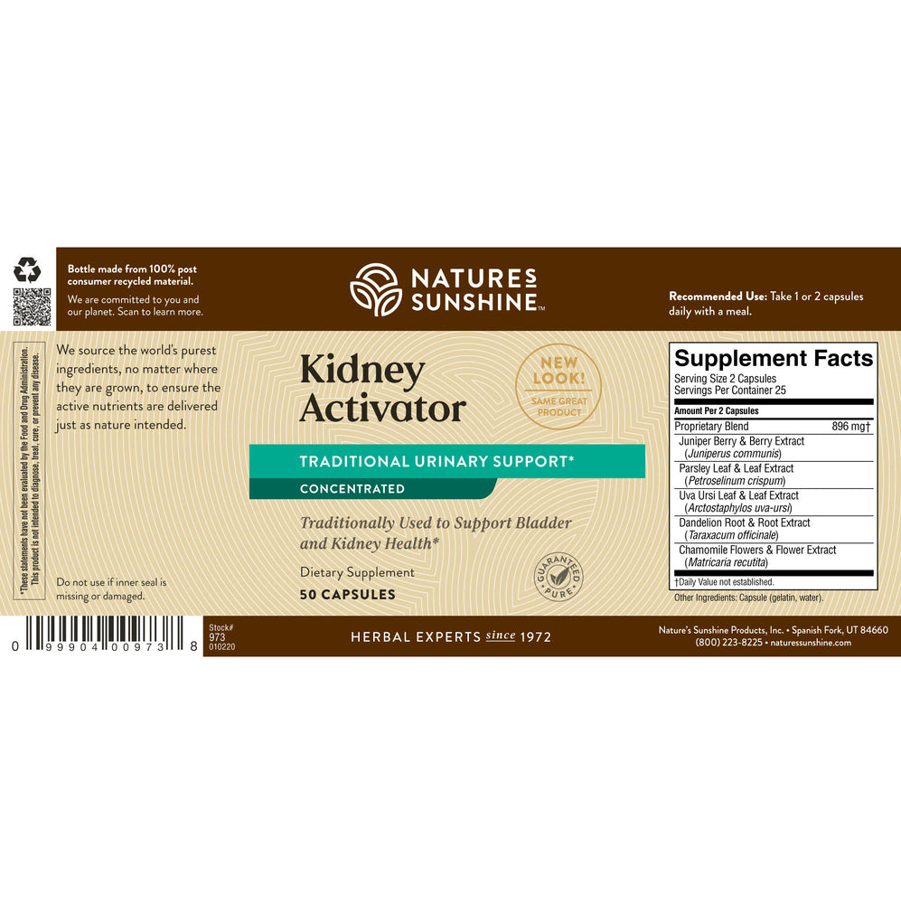 This highly concentrated formulation of Kidney Activator supports bladder and kidney health. It encourages proper water balance in body tissues and may help prevent stone formation.