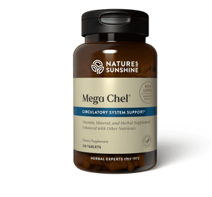 
                
                    Load image into Gallery viewer, Mega-Chel contains powerful antioxidants, herbs, amino acids, and other nutritional substances and provides generous amounts of 14 essential vitamins and minerals to support the circulatory system.
                
            