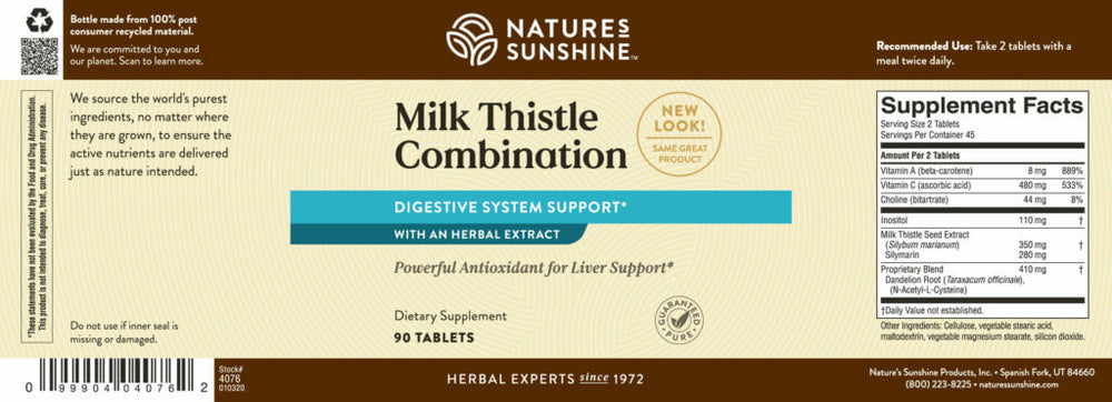 Milk Thistle Combination contains nutrients that support the liver and provide powerful antioxidant properties.