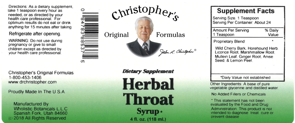 Dr. Christopher's Herbal Throat Syrup 4 oz