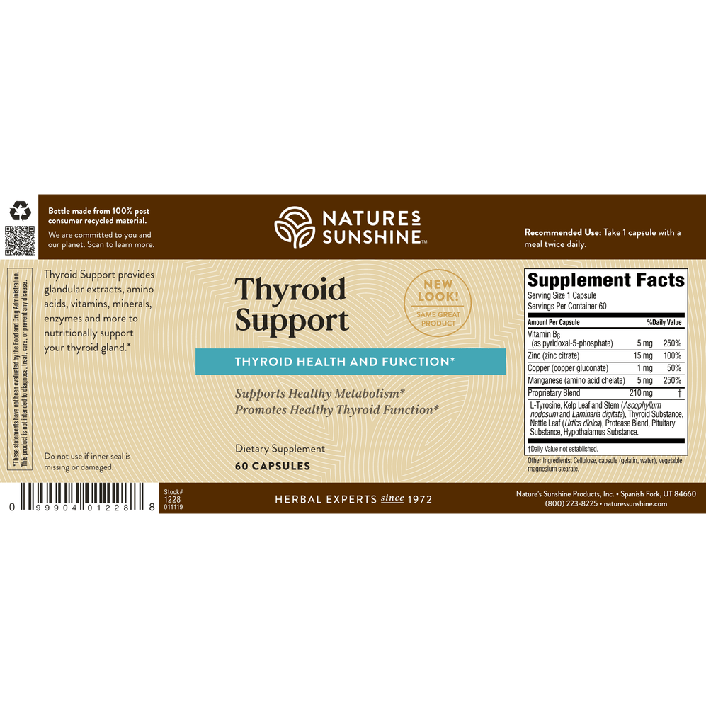 Use Thyroid Support to help nourish the thyroid gland and buffer the effects of stress and fatigue. And it supports your metabolism!