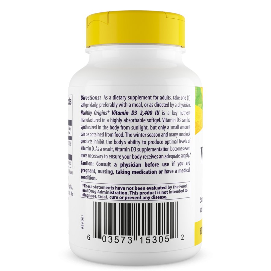 Healthy Origins Vitamin D3 1000 is a key nutrient manufactured in a highly absorbable liquid softgel form. 